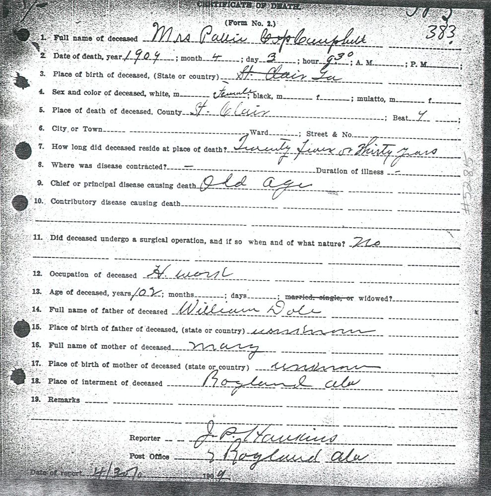 death certificate