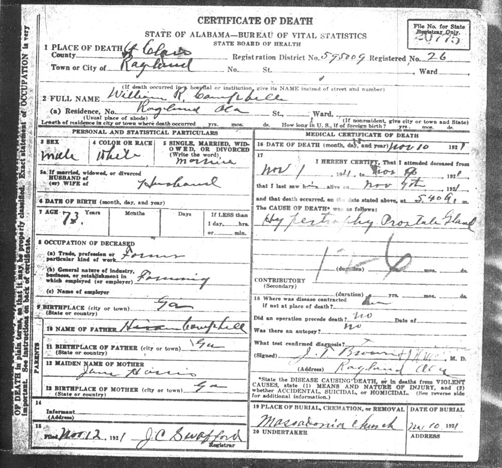 death certificate