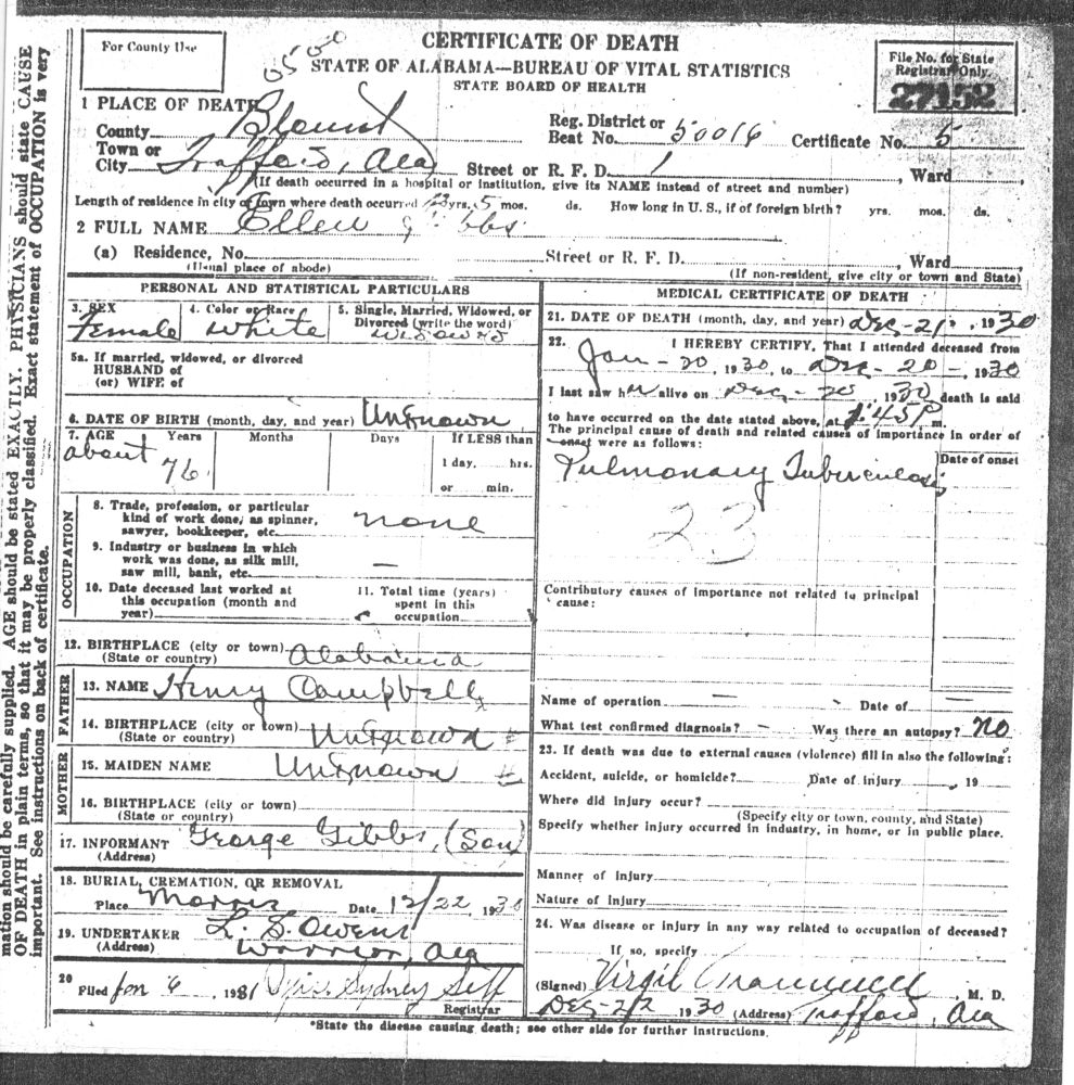 death certificate