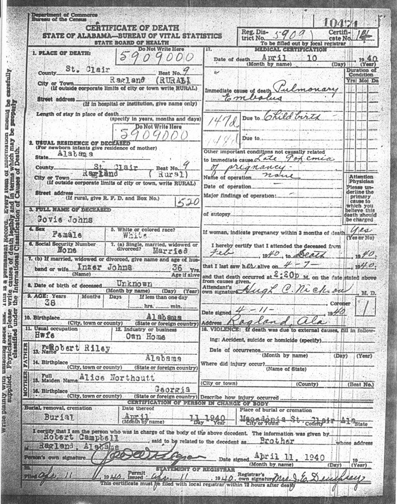 death certificate