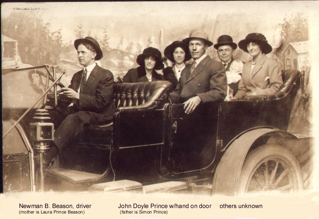 Newman Beason, Doyal Prince and unknown others in old car