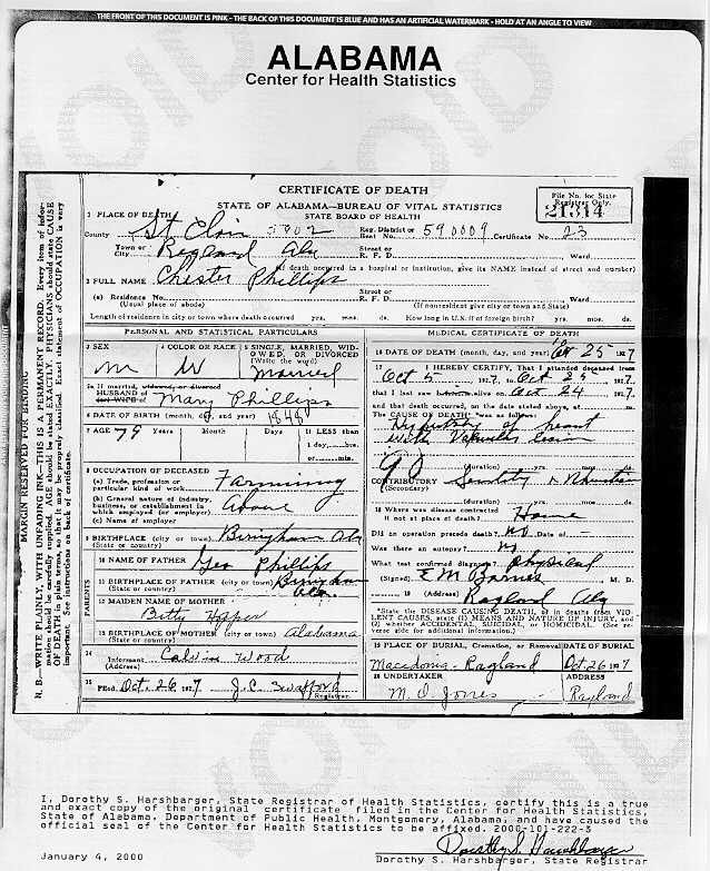 death certificate