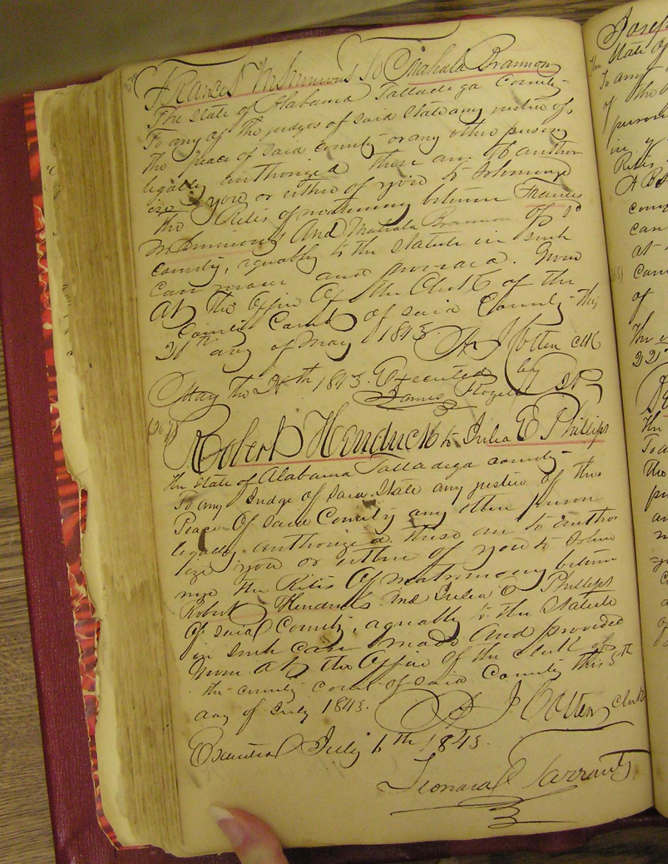 Talladega Co, AL marriage book image