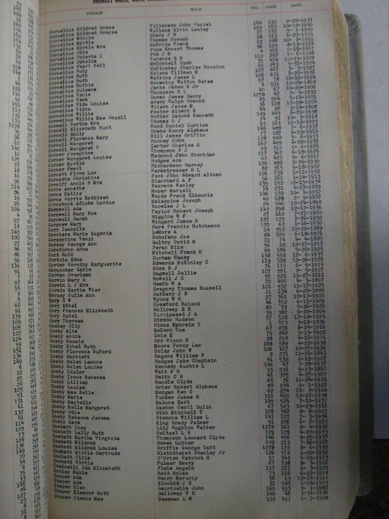 Cornelius, Mildred - Cosper, Jimmie