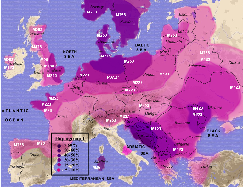 I1 haplogroup map