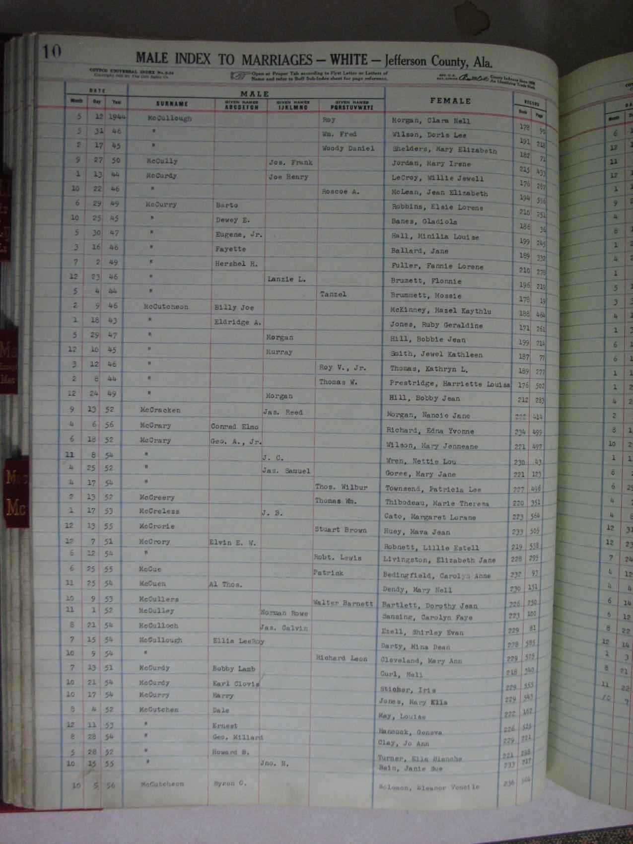 Jeff Co AL Marriage Book