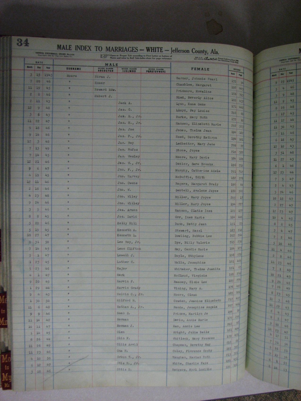 Jeff Co AL Marriage Book