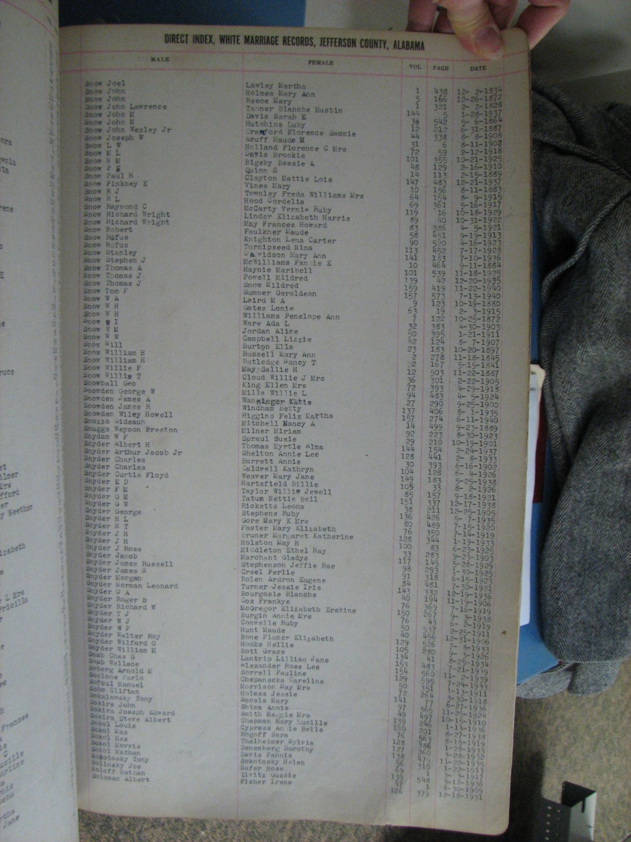 marriage record index page
