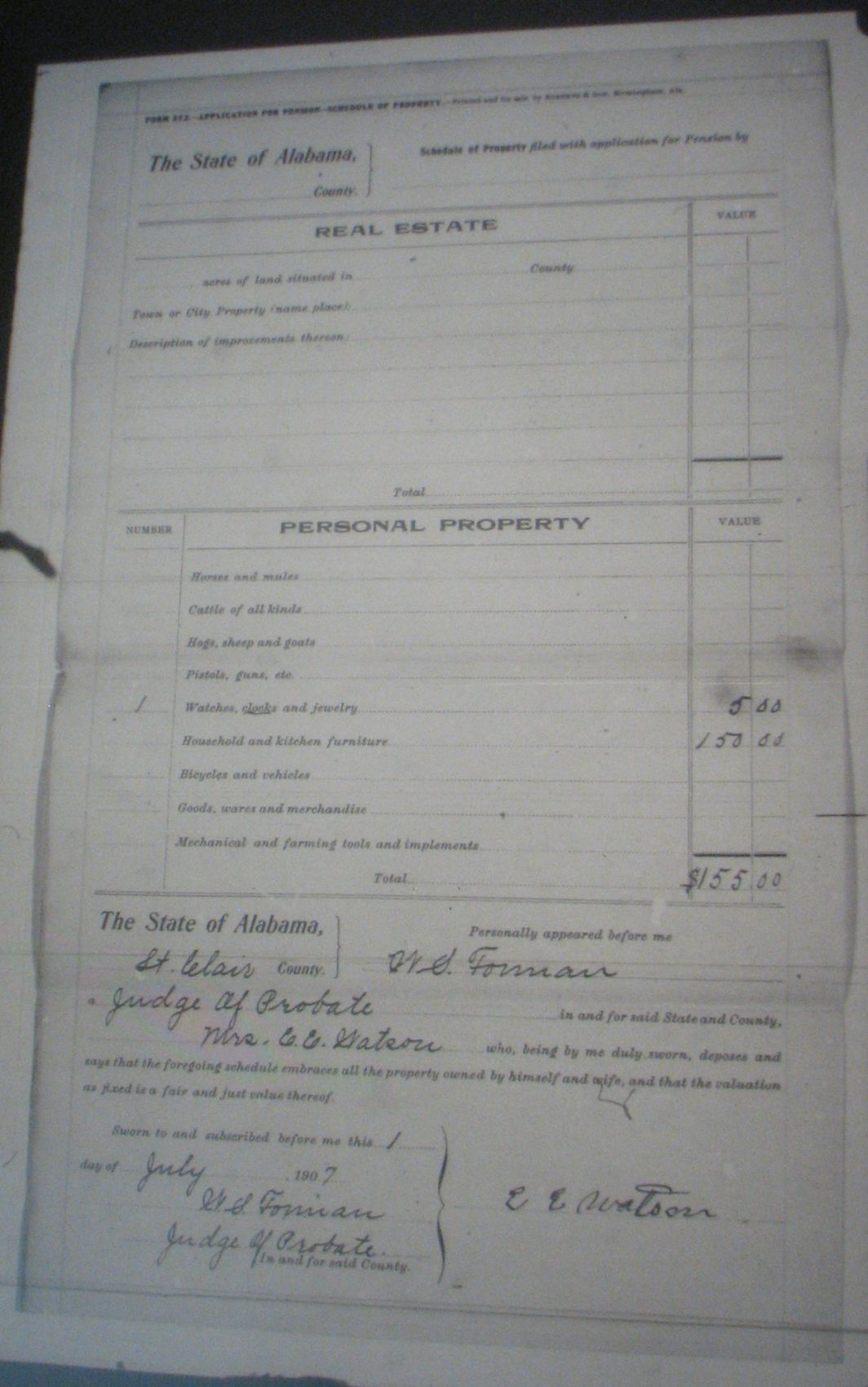 A G Watson pension application