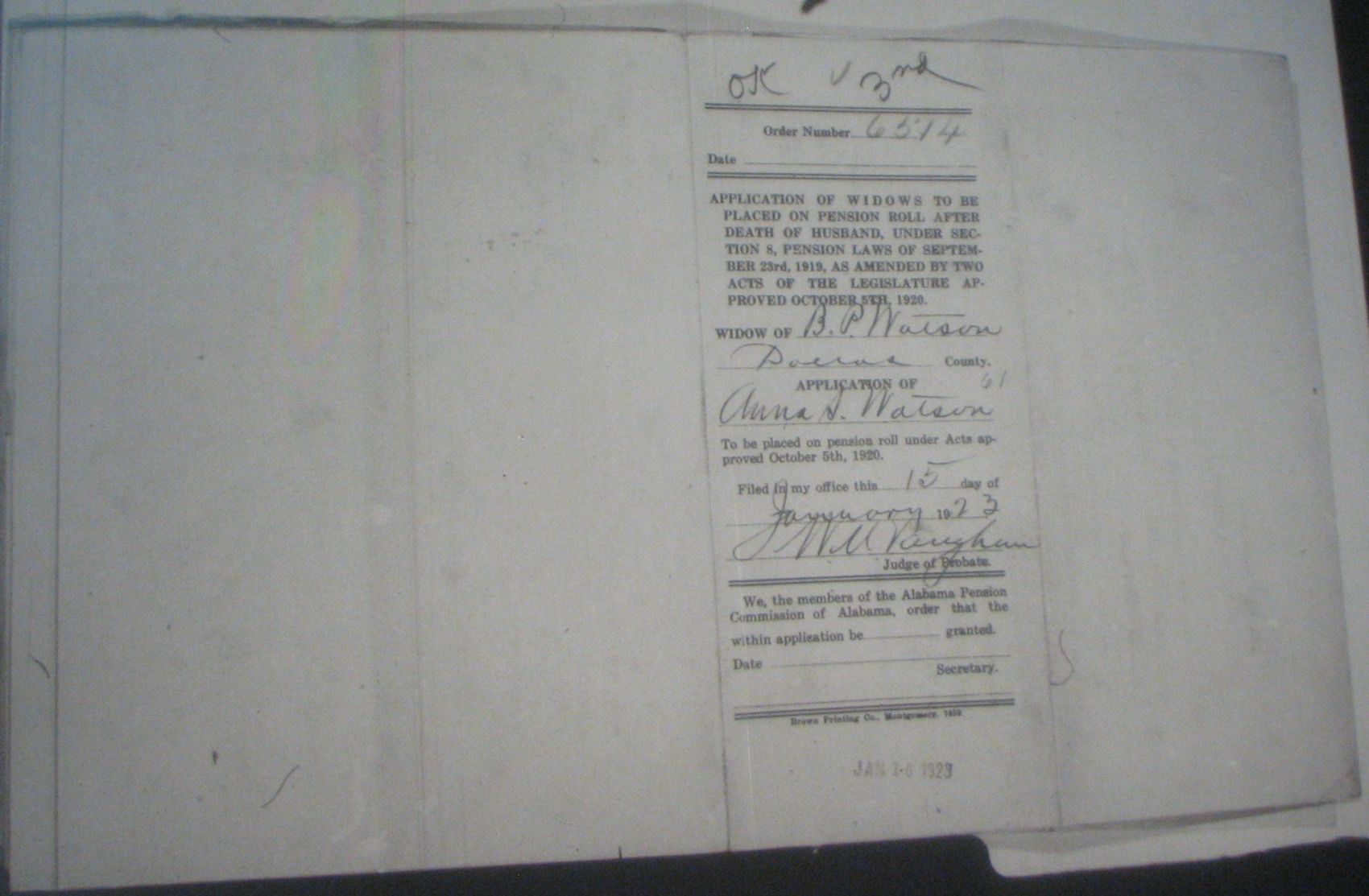 Boling Perry Watson pension application