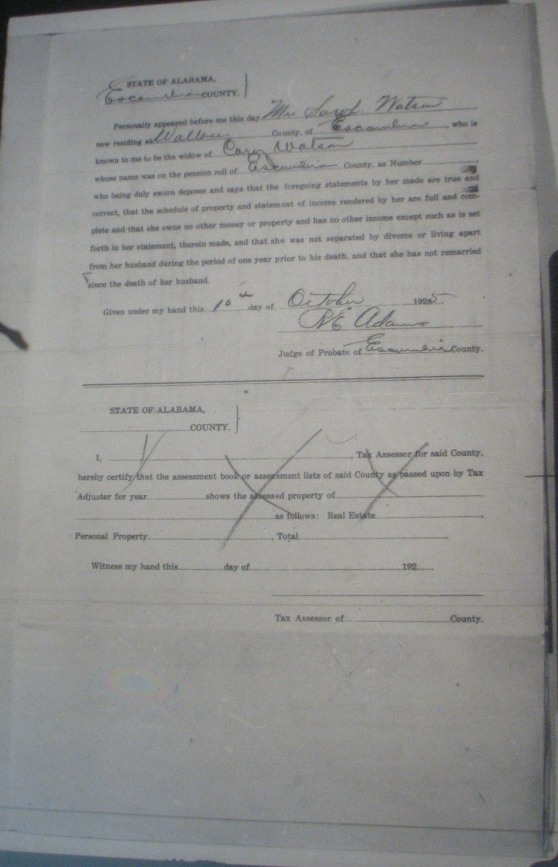 Cary Watson pension application