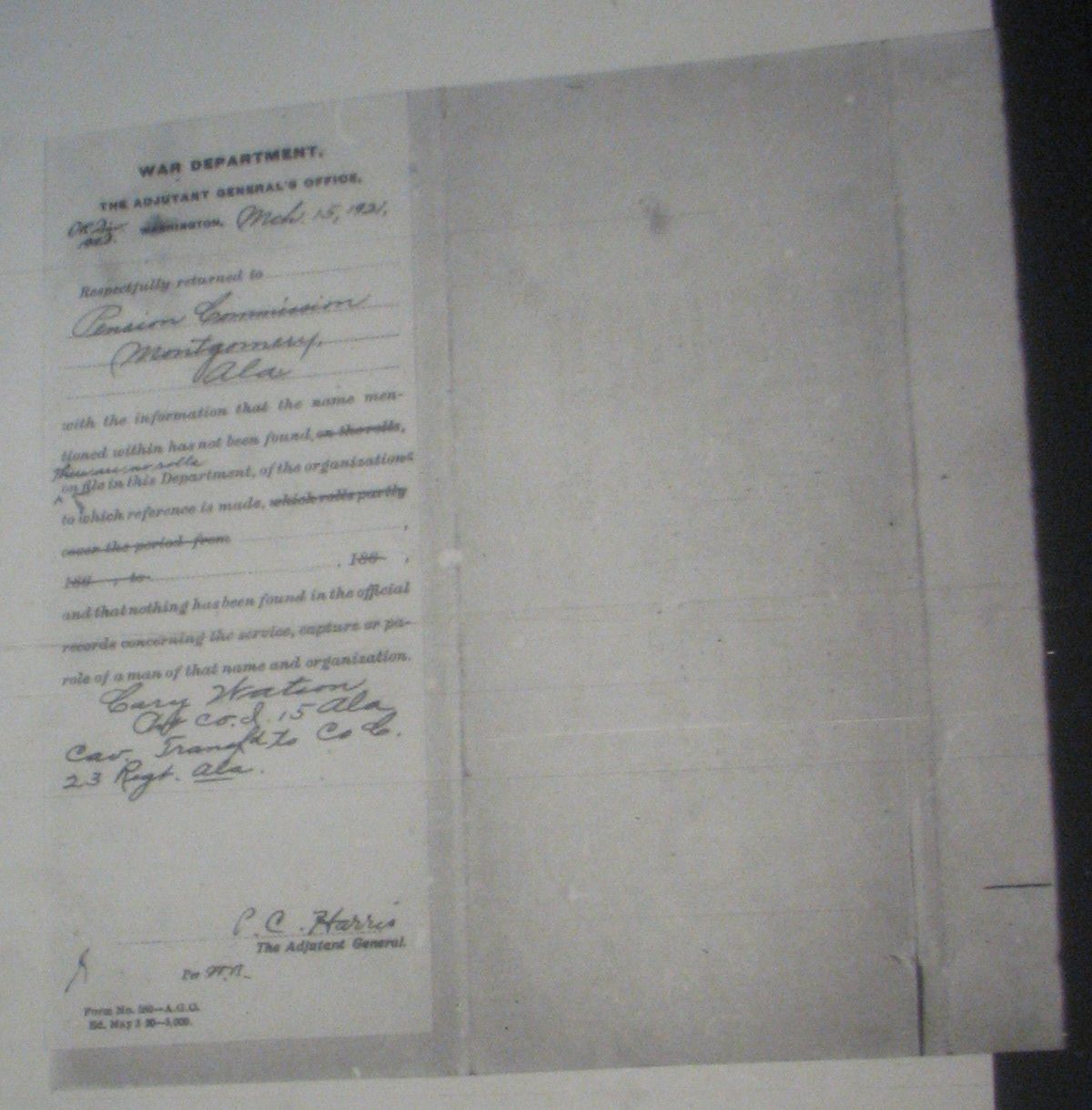 Cary Watson pension application