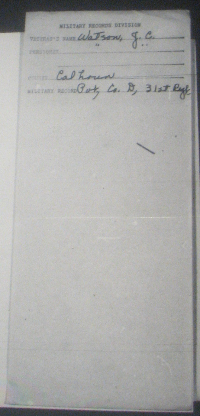 J C Watson pension application