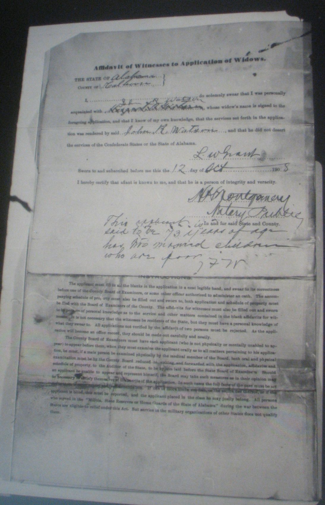John R Watson pension application