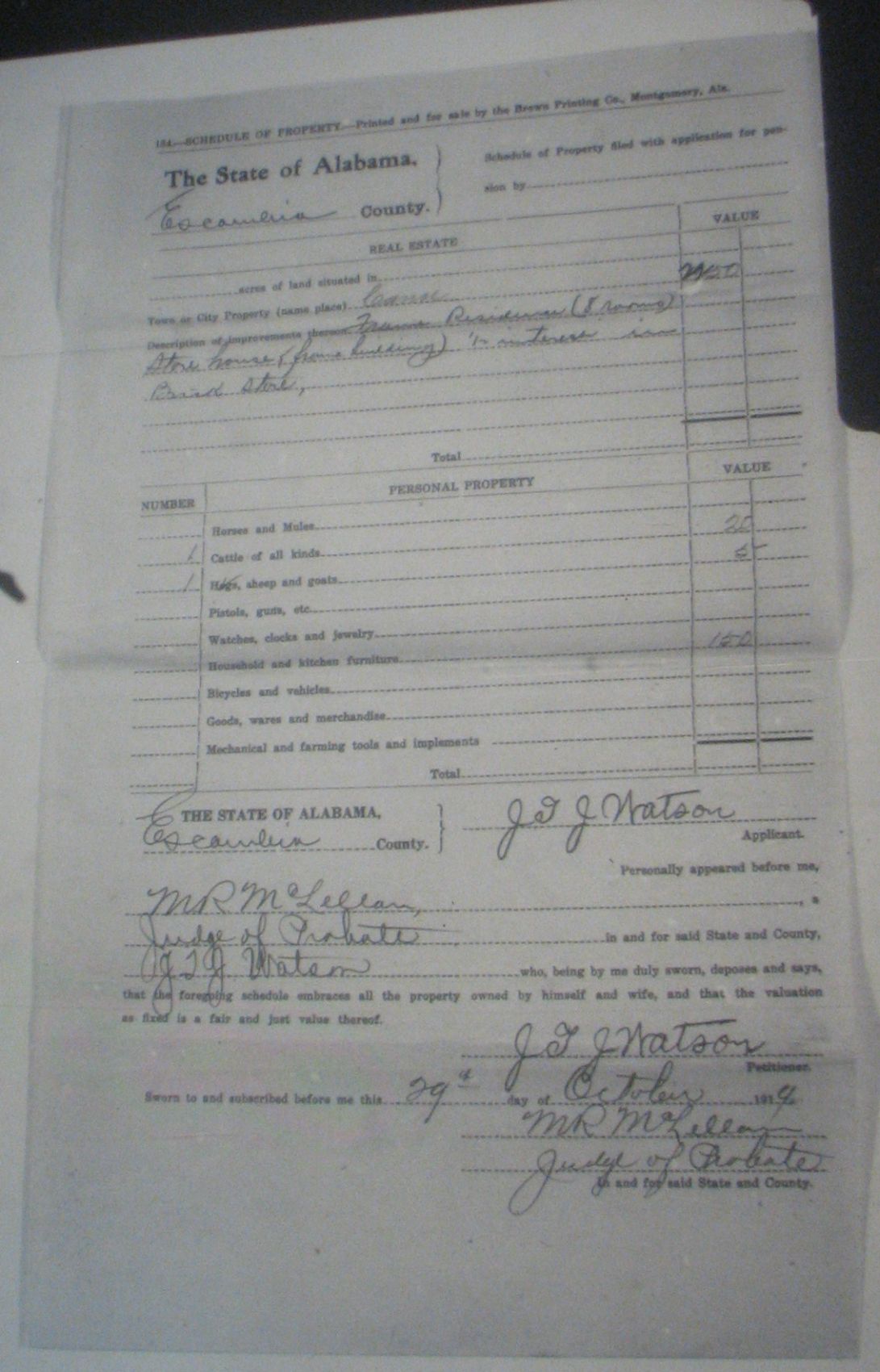 J T J Watson pension application