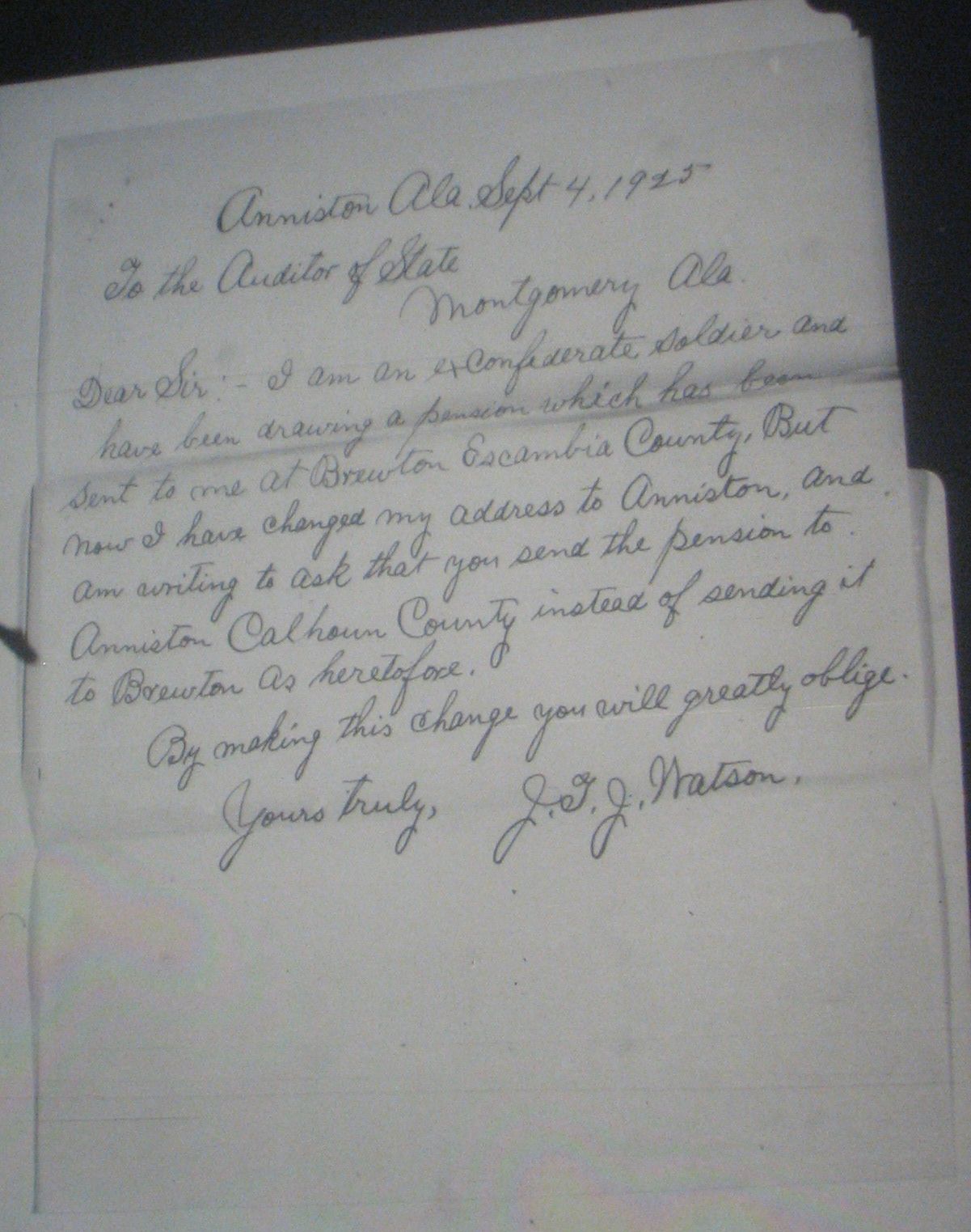 J T J Watson pension application