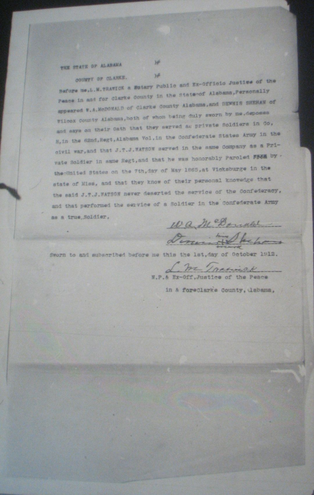 J T J Watson pension application