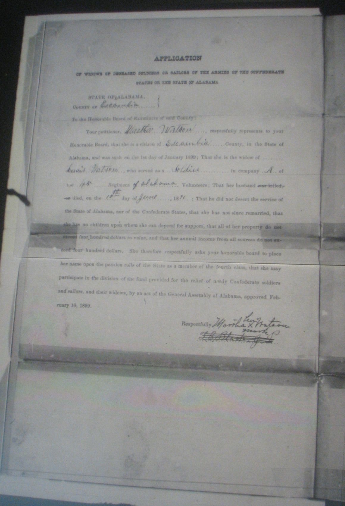 Lewis Watson pension application
