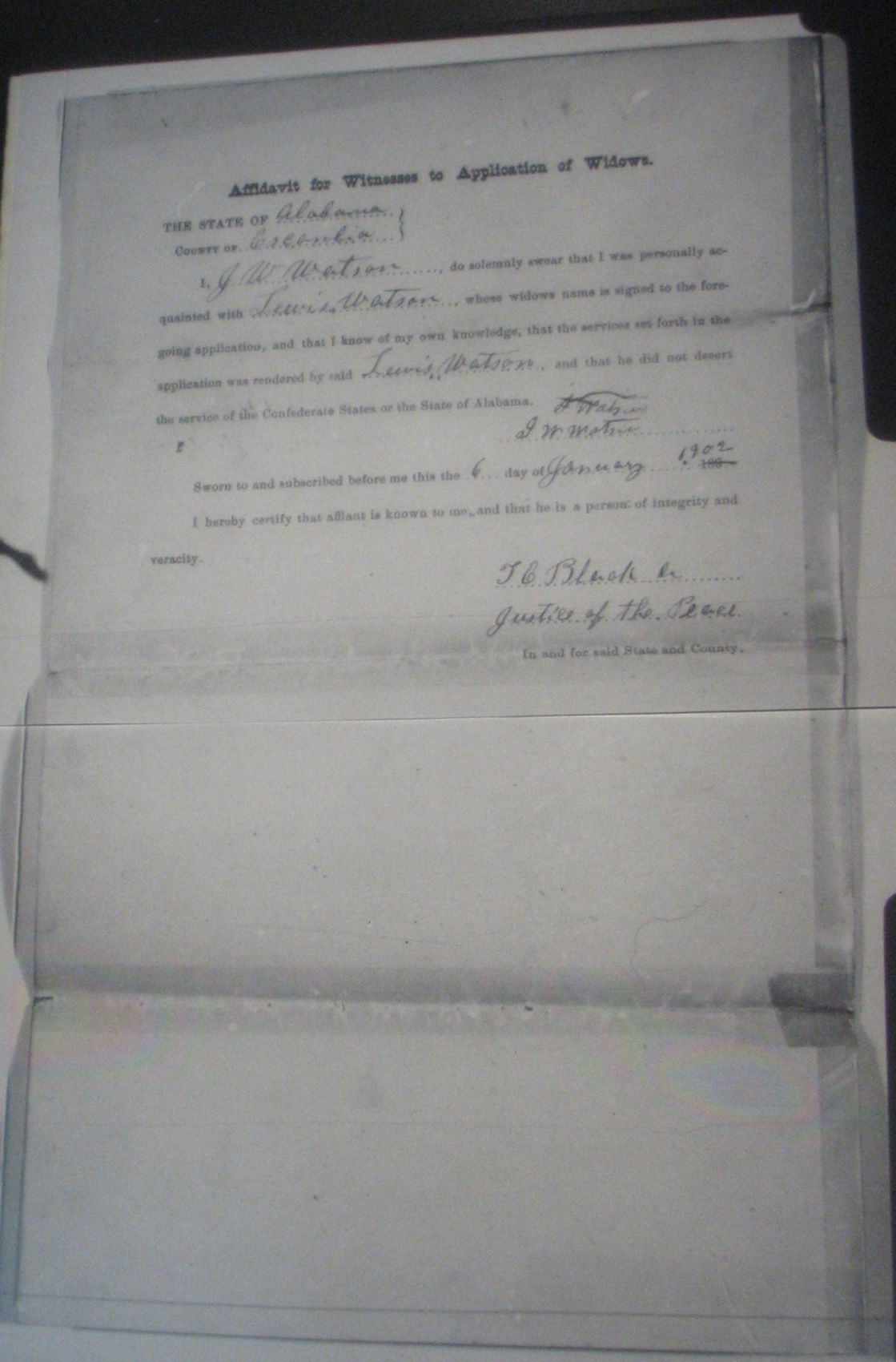 Lewis Watson pension application