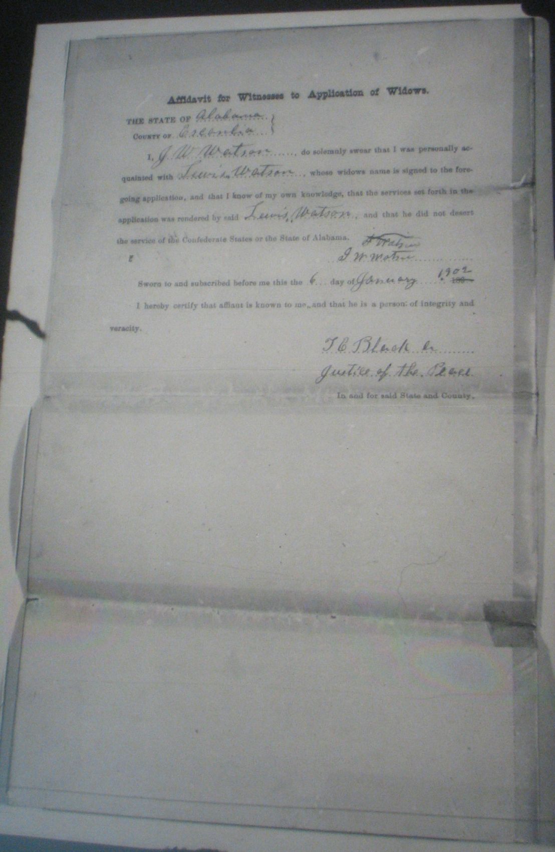 Lewis Watson pension application