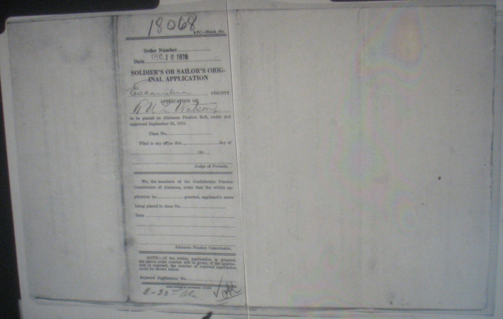 R U L Watson pension application