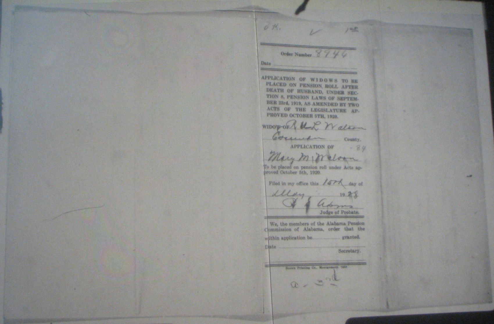 R U L Watson pension application