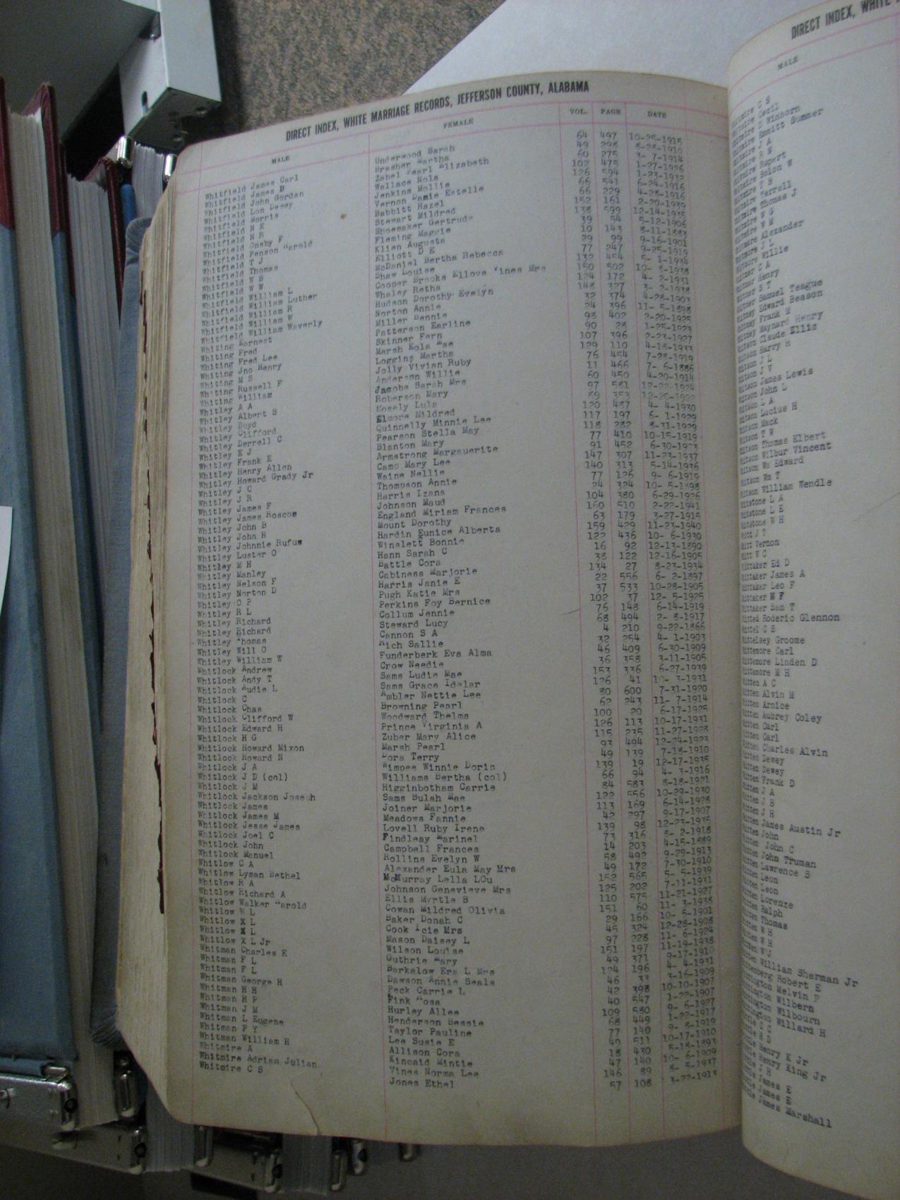 Jeff Co AL Marriage Book